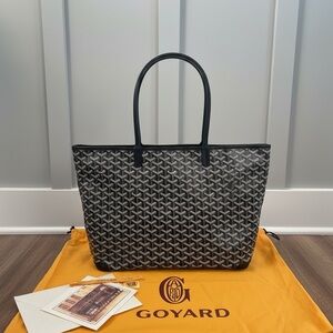 G* Artois PM - Black Leather Trim with Black, and Brown Goyardine - Size Med